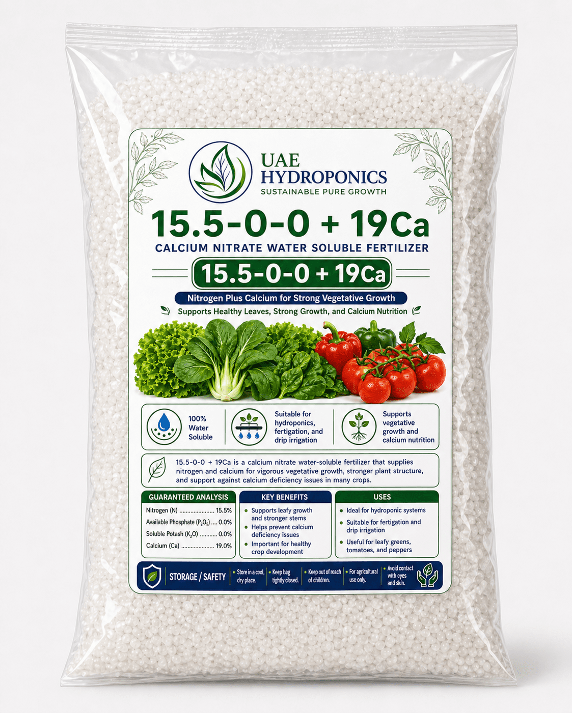 Calcium Nitrate Hydroponic Fertilizer Packaging – UAE Hydroponics Calcium Nitrate CaNO3 hydroponic fertilizer packaging, UAE Hydroponics
