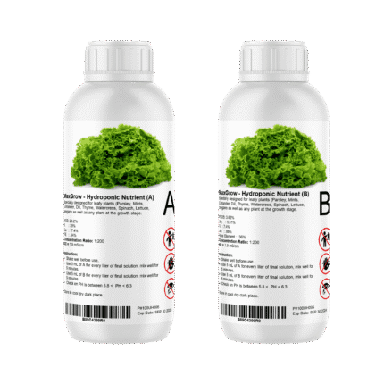 MaxGrow Hydroponic Nutrient Solution - Two Bottles (A and B) for Professional Plant Growth