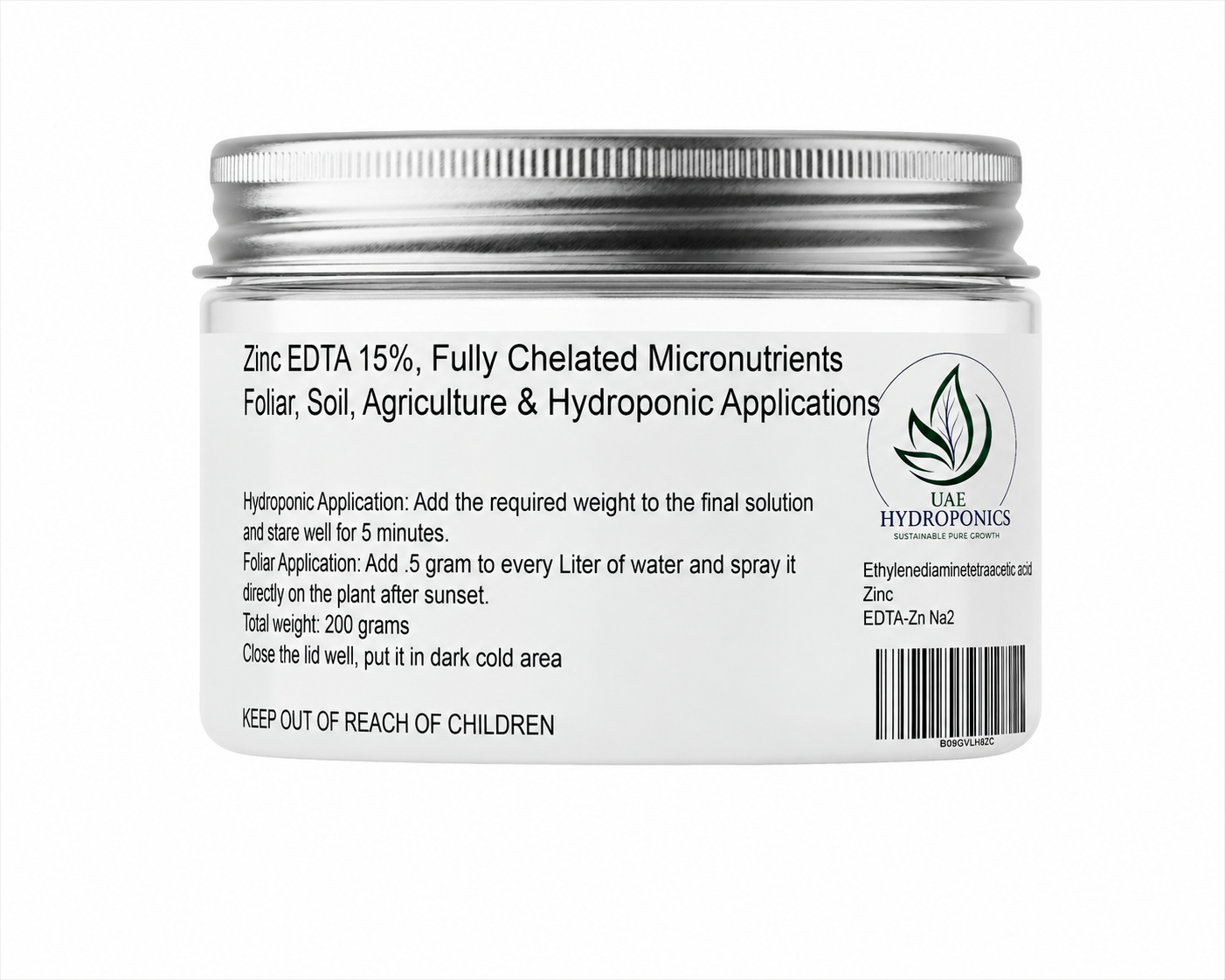 Zinc EDTA 15% Hydroponics UAE – UAE Hydroponics Zinc EDTA 15% Chelated Zinc Micronutrient for Hydroponics UAE UAE Hydroponics