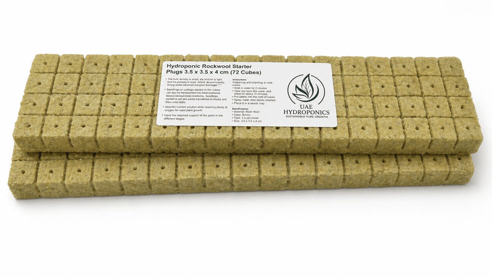 Rockwool Cubes Hydroponic Seedling Starter – UAE Hydroponics Hydroponic rockwool cubes for seedling propagation, UAE Hydroponics