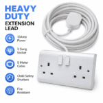 Extension Cord Double Socket 13A - Heavy Duty (2m / 5m / 10m)