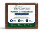 Front face view of UAE Hydroponics coco peat block product