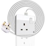 Hassan Single Socket Extension Cord 13A, Expandable 2500W Electric Cable with UK Plug
