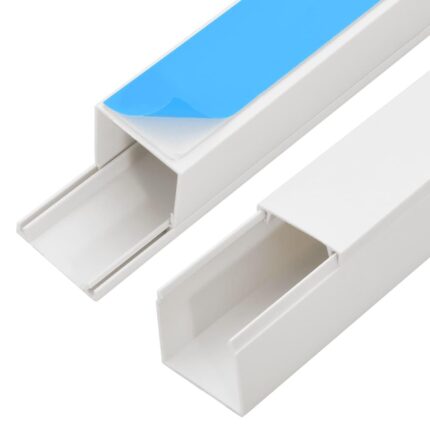 Self-Adhesive PVC Cable Trunking – White Wall Cord Cover Concealer, Paintable Cable Management Raceway (Pack of 3, 90cm)