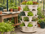Mr Stacky 5-tier vertical garden planter full view with plants, UAE Hydroponics