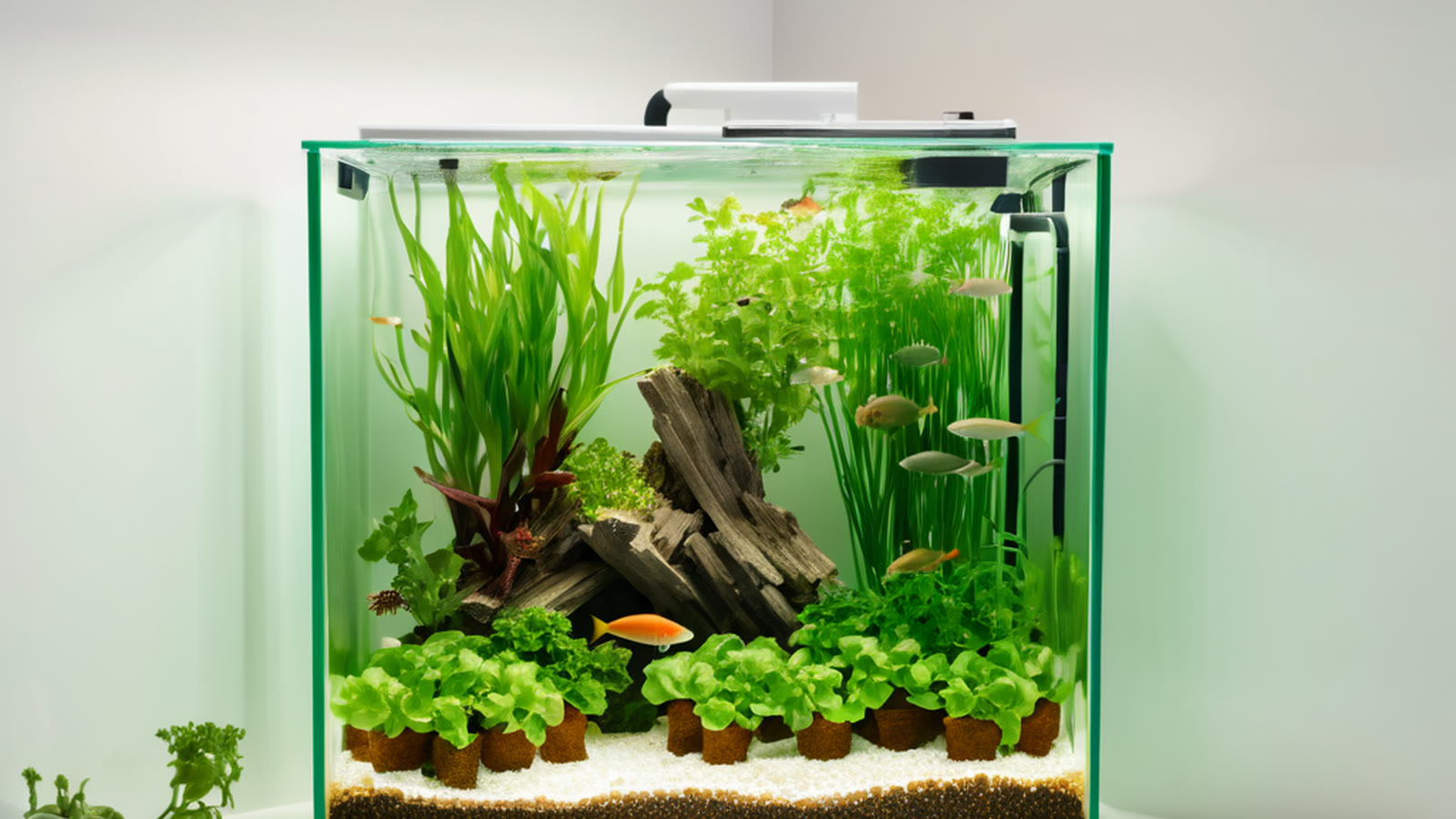 Small aquaponics setup with fish tank and greens for a UAE home