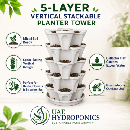 Mr Stacky 5-tier vertical planter in green color, UAE Hydroponics