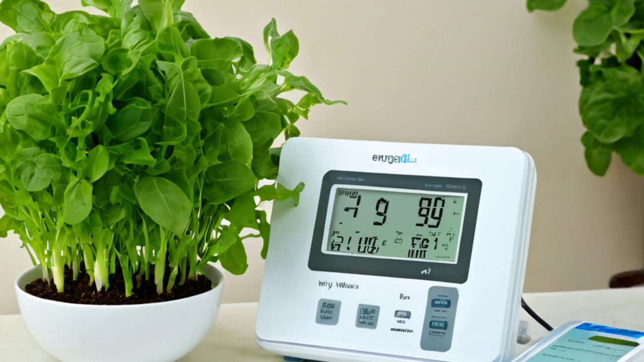 pH and EC meters testing nutrient water for a UAE home hydroponic system