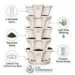 Mr Stacky 5-tier vertical planter in white color, UAE Hydroponics
