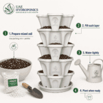 Mr Stacky vertical planter with soil and perlite mix for growing plants