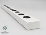 White food-grade PVC NFT hydroponic channel 3 m with black net cups fitted into the planting holes – from the 10-channel kit, UAE Hydroponics