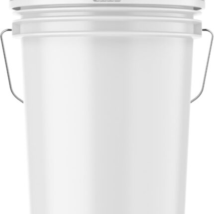 White 20L plastic bucket with lid and carrying handle